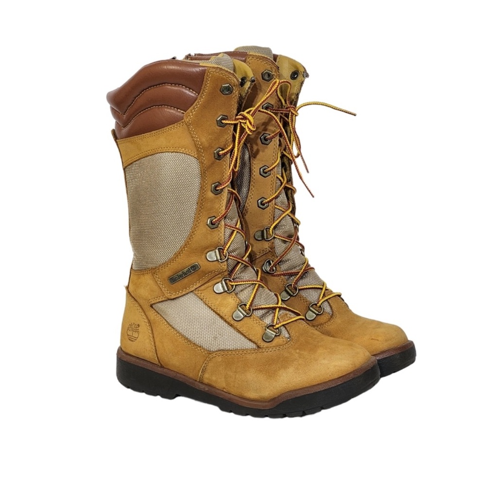 Timberland Leather Nubuck Tall Field Boots in Wheat Junior Girls Size 4.5
